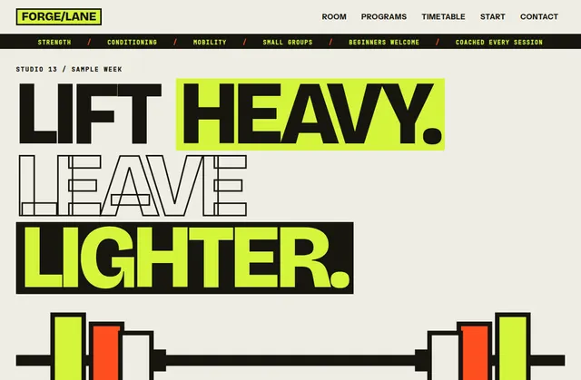 Current homepage screenshot of Forge Lane Athletic, a fictional website design demo