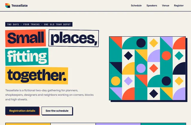 Current homepage screenshot of Tessellate Summit, a fictional website design demo